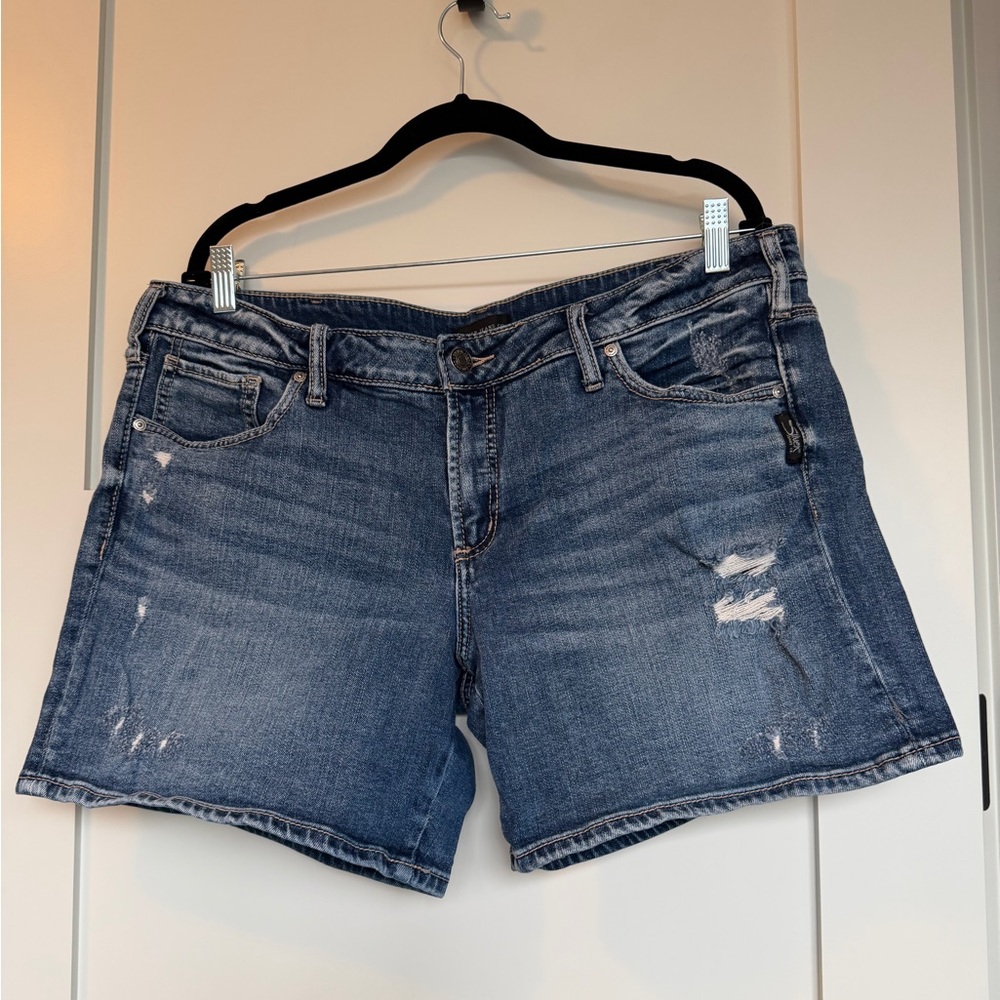 Silver Jeans Distressed Blue Jean Shorts